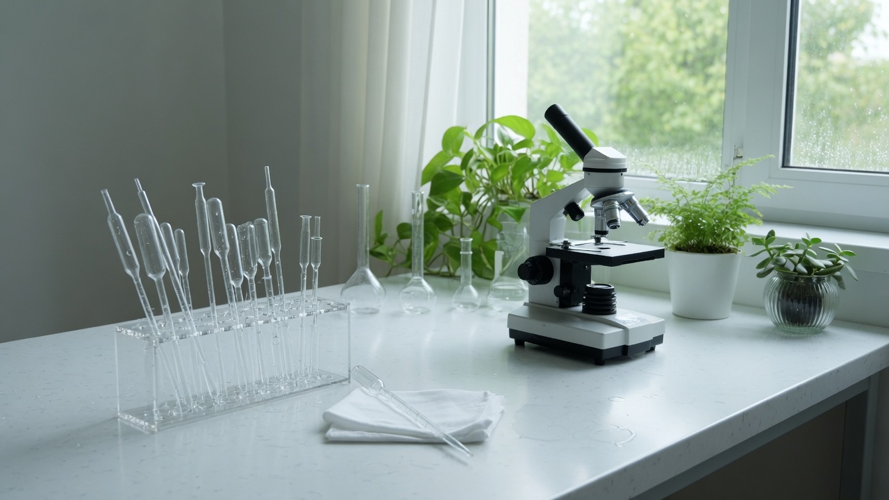Laboratory bench by a window